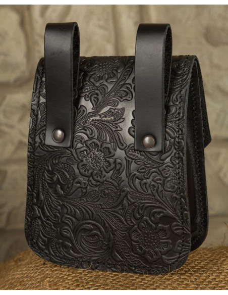 Bolso medieval Beatriz en cuero negro