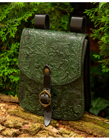Bolso medieval Beatriz en cuero verde