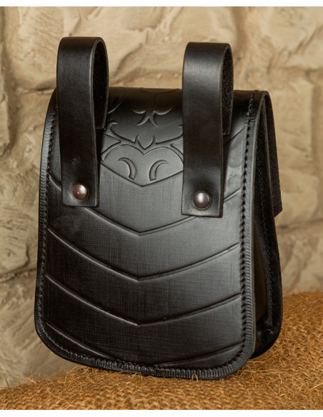 Bolso medieval Goffredo en cuero negro