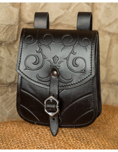 Bolso medieval Goffredo en cuero negro