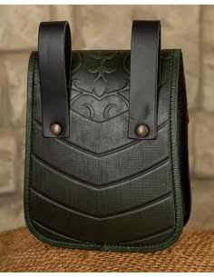 Bolso medieval Goffredo en cuero verde 2