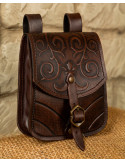 Bolso medieval Goffredo en cuero marrón oscuro