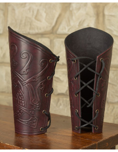 Wikinger-Armschienen Midgar Ragnarok, rotes Leder 2