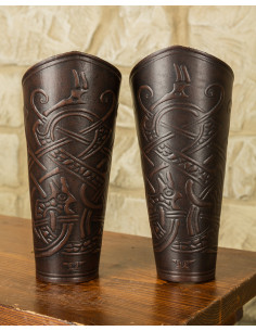 Viking Midgar Ragnarok Armschienen, braunes Leder