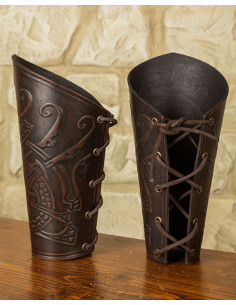 Viking Midgar Ragnarok Armschienen, braunes Leder 2