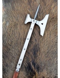 Hacha de asta poleaxe con martillo, siglo XV 2