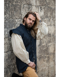 Chaleco renacentista clásico modelo Charles, color azul 2