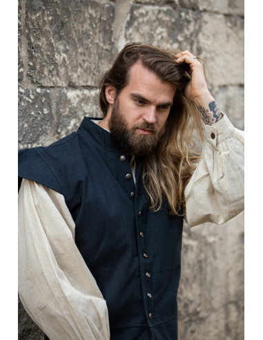 Klassische Renaissance Weste Modell Charles, blaue Farbe