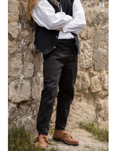 Pantalones medievales de corte recto, color negro