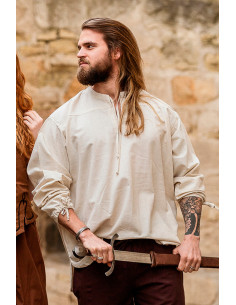 Camisa medieval modelo Batrholomeus, color blanco natural