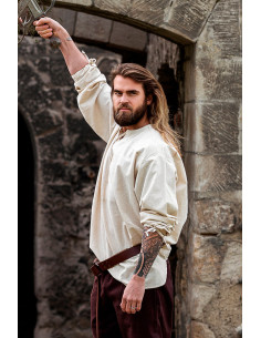 Camisa medieval modelo Batrholomeus, color blanco natural 2