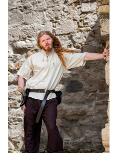Camisa medieval manga corta y lazos, color blanco natural