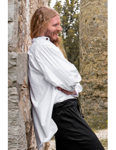 Oswald bred middelalderskjorte, hvid farve 2