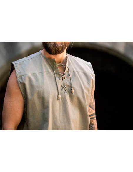 Camisa medieval gris sin mangas,...