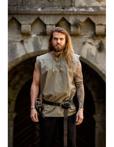 Camisa medieval gris sin mangas,...