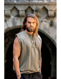 Camisa medieval gris sin mangas, modelo Jean 2