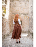 Falda medieval con bordados modelo Svenja, marrón tabaco
