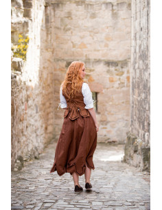 Falda medieval con bordados modelo Svenja, marrón tabaco 2
