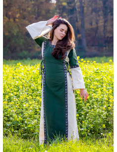 Mittelalterkleid Damenmodell Sophie, Grün-Weiß
