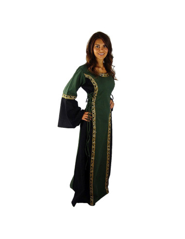 Middeleeuwse jurk vrouw Sophie, Groen-Zwart ⚔️ Tienda Medieval Maat m
