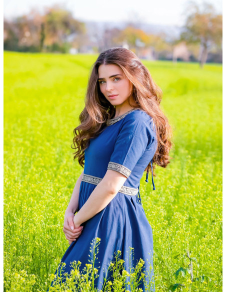 Vestido medieval mujer Enin, color azul