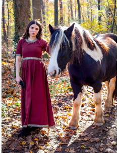 Mittelalterliches Damenkleid Enin, rote Farbe