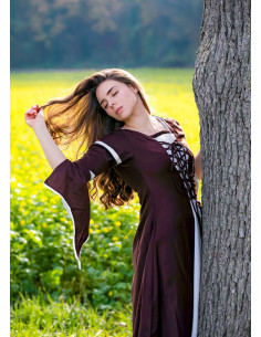 Mittelalterkleid Frau Larissa, naturbraun-weiß 2