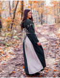 Groen-witte middeleeuwse jurk Larina model