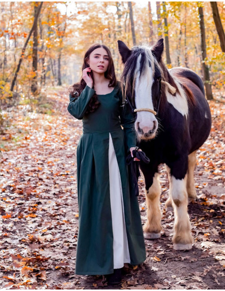 Vestido medieval verde-blanco modelo...