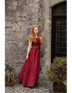 Lang middelalderkjole model Clara, rød farve 2