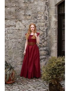 Langes mittelalterliches Kleid Modell Clara, rote Farbe