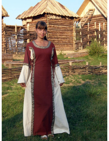 strand vogn Opbevares i køleskab Middelalder kjole kvinde Angie, rød-hvid naturlig ⚔️ Tienda Medieval  Størrelse L