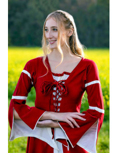 Middelalderlig kjole kvinde Red-Cream 2