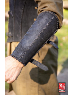 Veteranen middeleeuwse bracers, in zwart leer 2