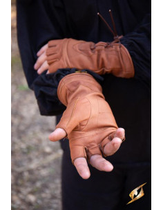 Pícaro Fantasy-Handschuhe aus hellbraunem Leder 2