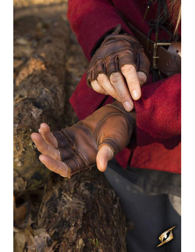 Keltiske handsker i brunt læder, spændelukning