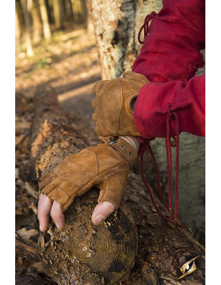 Guantes Celtas de gamuza marrón,...
