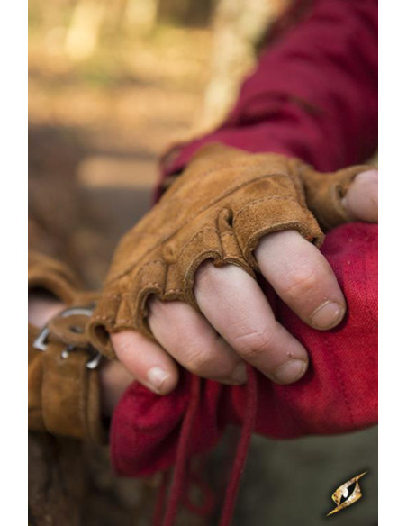 Keltiske handsker i brun ruskind,...