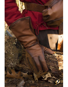 Guantes medievales del Halcón, cuero marrón