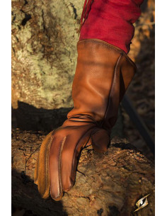 Guantes medievales del Halcón, cuero marrón 2