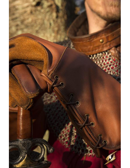 Guantes medievales del Halcón, cuero...