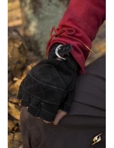 Keltische Handschuhe aus schwarzem Wildleder,...