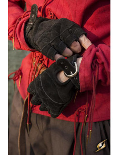 Keltische Handschuhe aus schwarzem Wildleder,... 2