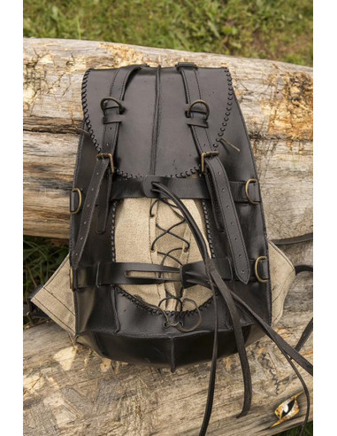 Mittelalterlicher Abenteurer-Rucksack in Schwarz