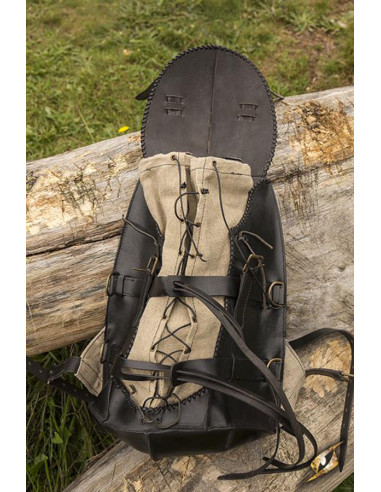 Mittelalterlicher Abenteurer-Rucksack in Schwarz