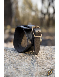 Leren armband met één band, zwarte kleur
