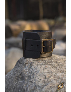 Leren armband met één band, zwarte kleur 2