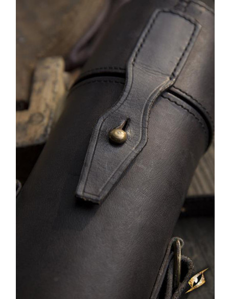 Perkamenthouder met riem in zwart leer