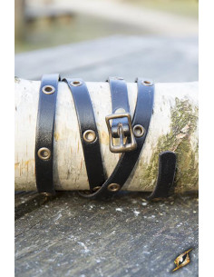 Armband met meerdere banden in zwart leer, 125 cm. 2