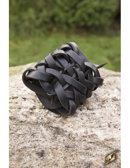 Pulsera celta trenzada de cuero negro